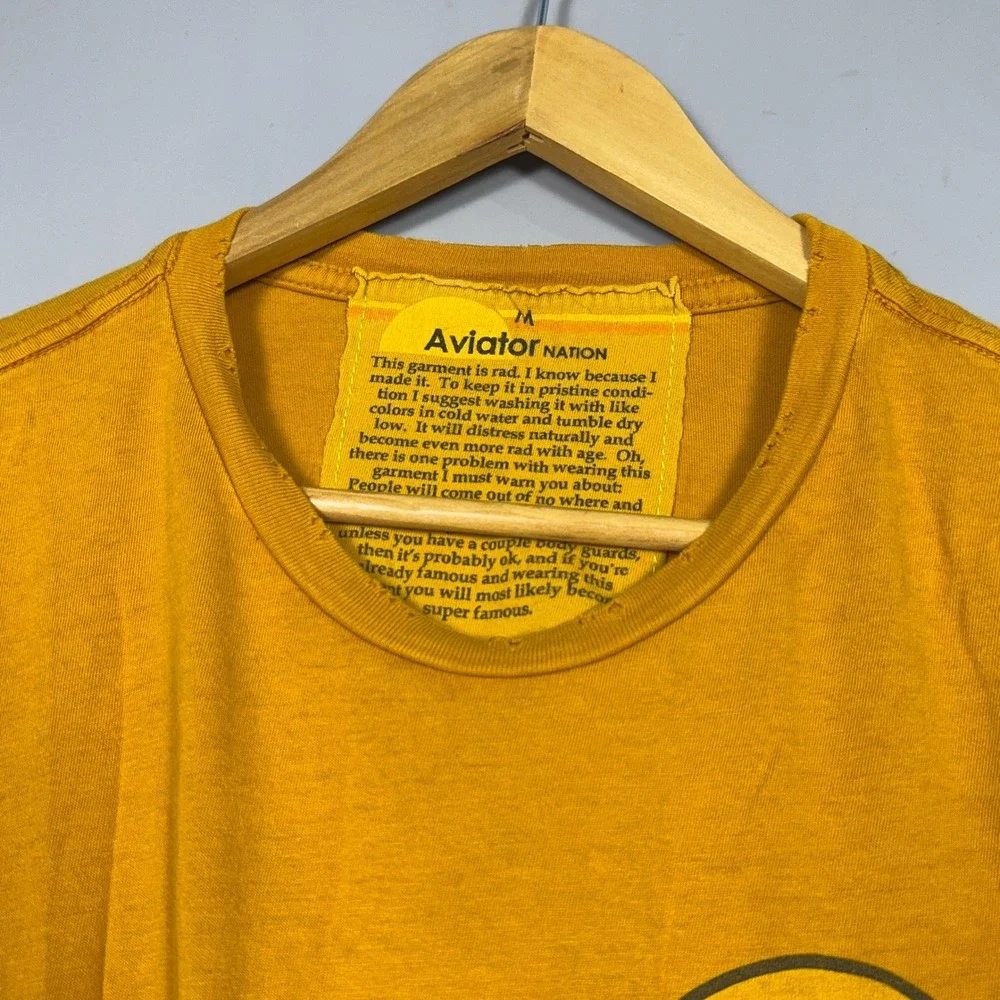 Aviator Nation Tribe of Peace Cropped T-Shirt Womens Medium Mustard Yellow Tee - Picture 4 of 9